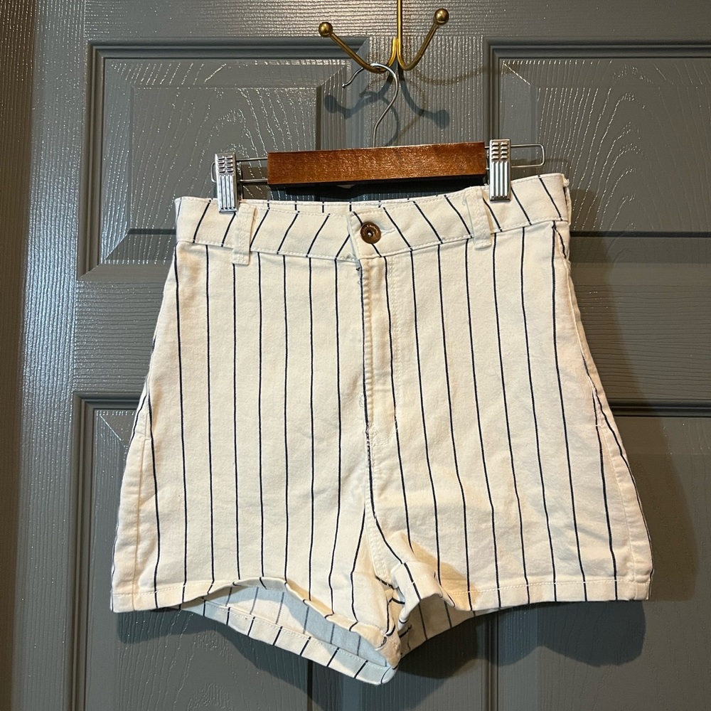 Bershka high waisted striped shorts
